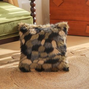 Patchwork Camo Green & Earth Tone Decorative Cushion