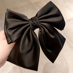 SS45 large bow hair clip in silky Black