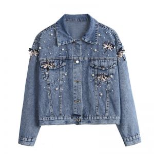 Dragonfly & Pearlies Embellished Black Denim Jacket