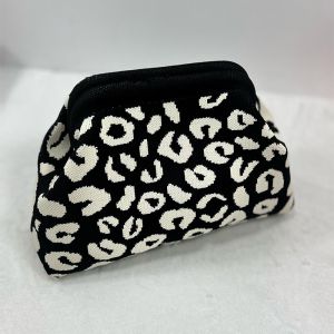 Leopard Knit Cloud Pouch Bag