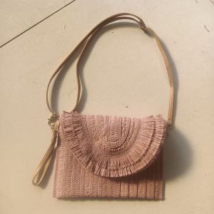 Woven Straw Fringe Crossbody Bag