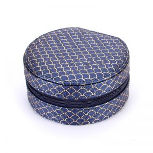 PUR069 Small round jewellery box in Navy