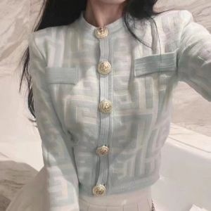 Geometric Print Cardigan with Gold Buttons