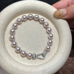 Faux Pearl Bracelet with Crystal Buckle Clasp