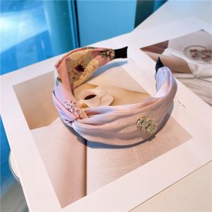 Knotted Floral Headband with Rhinestone Accent
