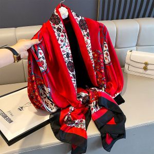 Vibrant Floral Scarf in Red TT348