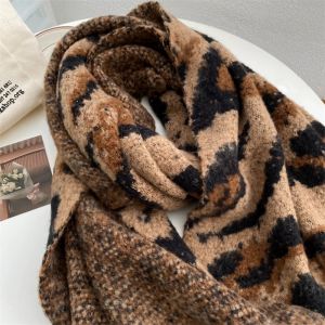 Oversized Plush Scarf in Brown Leopard WS053