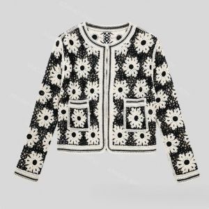 Black & White Floral Lace Crochet Cardigan