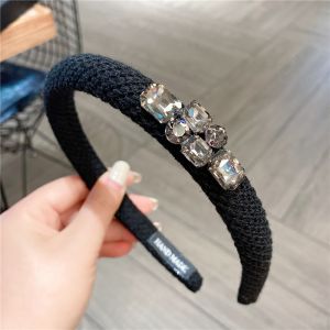 HA837 Tweed headband with crystals in Black