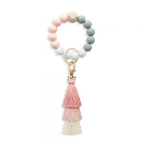 60253 bag and key charm with long tassels in Pink