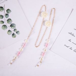 SC047 Garden rose with pearl mix sunglasses chain in Baby Pink