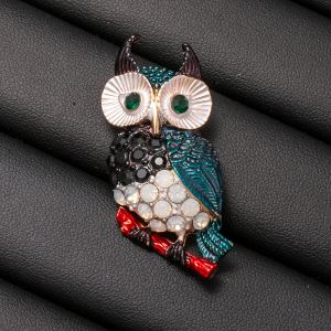 Sparkling Crystal Owl Brooch
