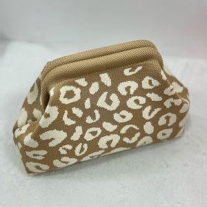 Leopard Knit Cloud Pouch Bag