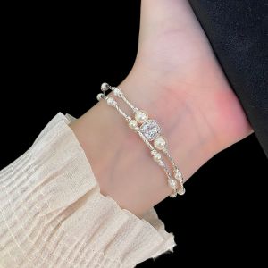 Silver Pearl & Sparkling Crystal Bracelet