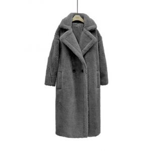 SK112 high quality long teddy bear long coat in Grey