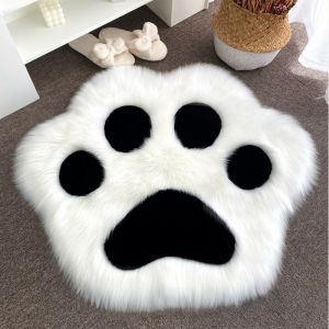 White Fluffy Cat Paw Area Rug