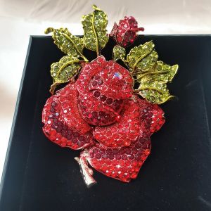 1543 Crystals large jewelled Rose flower in Red