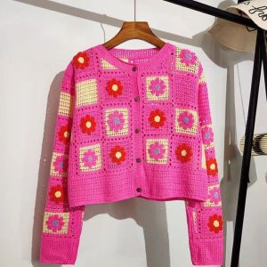 Crochet Daisy Knit Square Cardigan