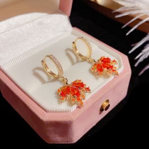 EUR429 Burnt Orange Crystals leaves earrings