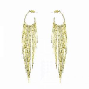 EUR158 Long crystal tassel earrings in Gold