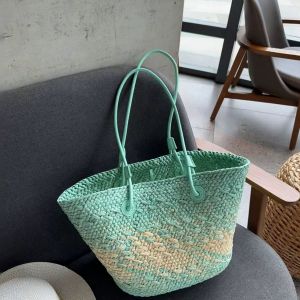 Vibrant Ombre Straw Beach Bag