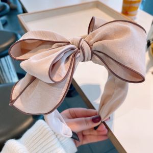 Textured Oversize Bow Headband in Beige HA858