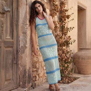 Floral Crochet Maxi Dress Knit Cover-Up