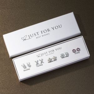 eur203 Set of 5 pair 925 bony silver earrings in a gift box