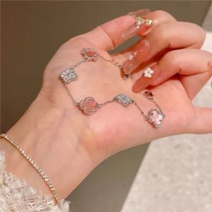 Silver Plated Four Petals Bracelets in Rose Pink EUR489