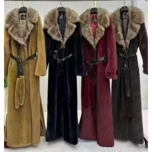 Elegant Longline Faux Fur Collar Coat