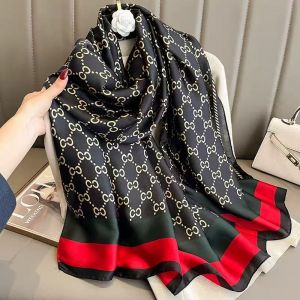 CC Print Satin Scarf in Black TT318