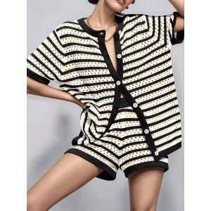 Summer Crochet-Style Striped Co-ord Set