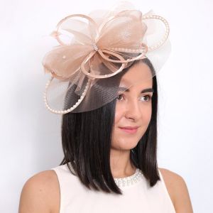 Pearl and Diamante Mix Fascinator in Nude TGH021