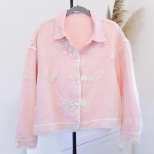 Cloud Veil Denim Jacket in Pink DNM09