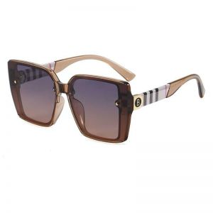 Oversized Square Sunglasses with Plaid Pattern Temples