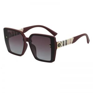Oversized Square Sunglasses with Plaid Pattern Temples