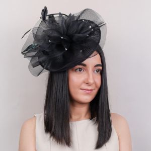 Pillbox Fascinator with Crinoline Floral Swirls