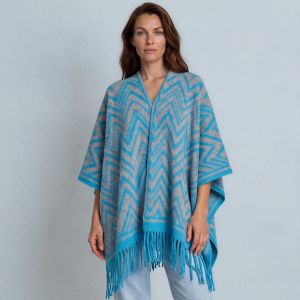 Zigzag Poncho Cape Wrap with Fringe