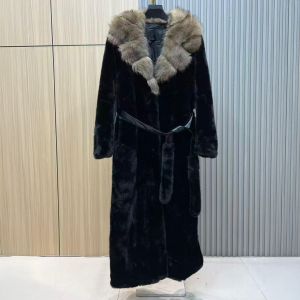 Elegant Longline Faux Fur Collar Coat