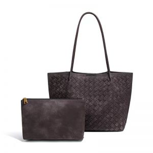 Woven Effect Tote Bag with Matching Zip Pouch