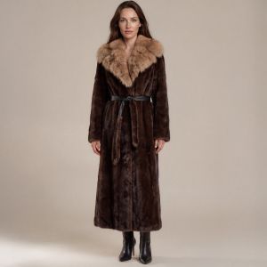 Elegant Longline Faux Fur Collar Coat