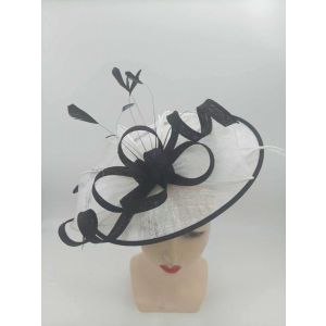 Black & White Wide Brim Wedding Occasion and Races Fascinator Hat